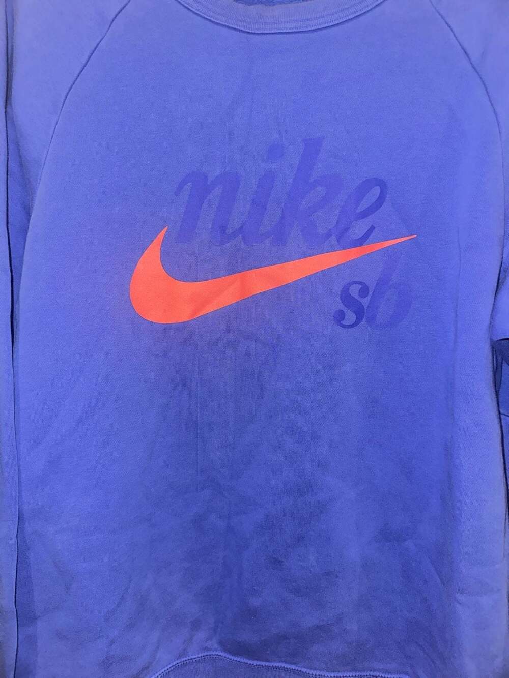 Nike SB Icon Graphic Crewneck Sweatshirt Blue with Orange Logo - Picture 2 of 5